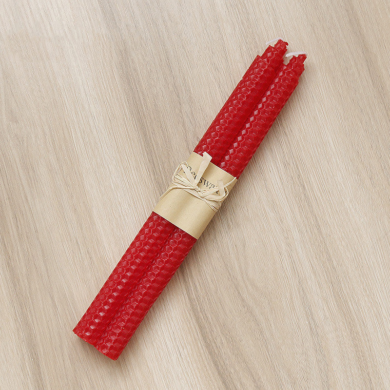 Elegant Beeswax Taper Candles - Living Room Decor