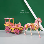 Wooden 3D Carousel Car Puzzle - Educational Stereo Toy