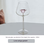 Pink Center Heart Wine Glass