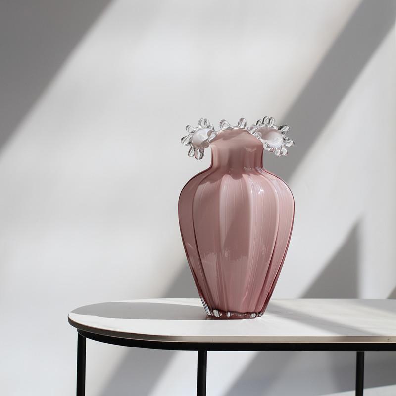 Water Drop Glass Vase - Simple Wave Mouth Countertop