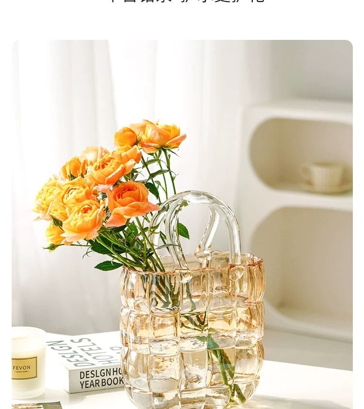Creative Glass Handbag Vase - Decorative