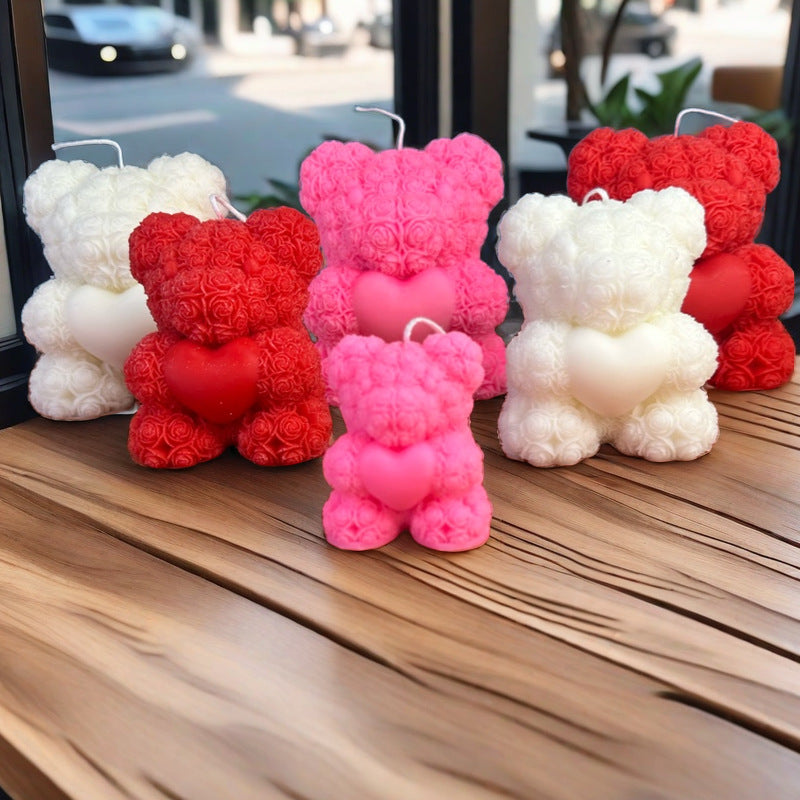 Rose Bear Candle - Valentine's Day Love Gift
