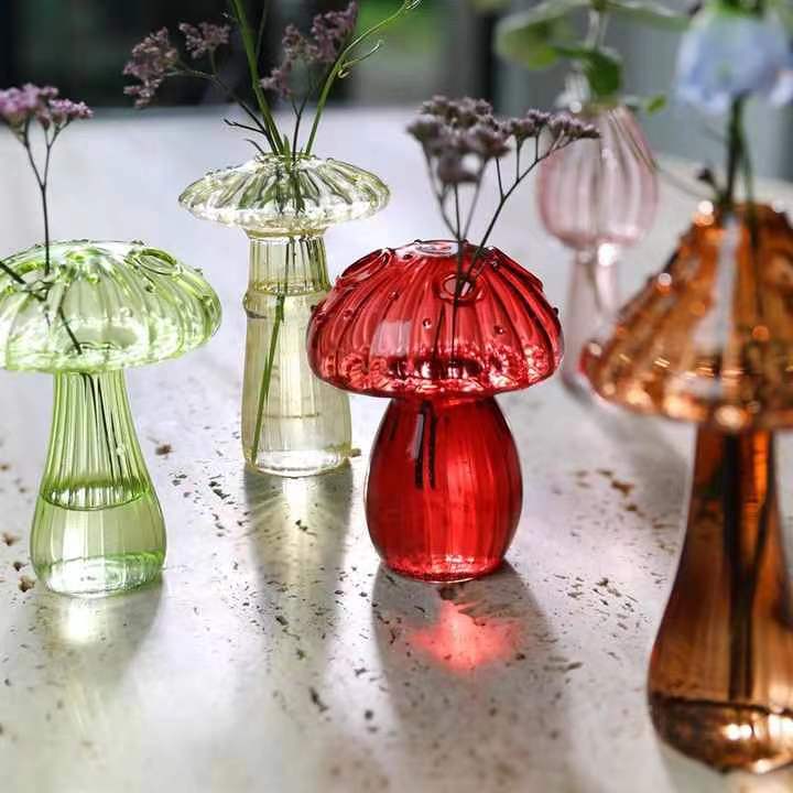 Glass Mushroom Vase - Whimsical Design