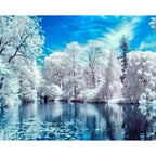 Beautiful Snow Winter Landscape - Needlework Diamond Painting