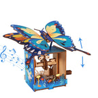 Sales Are Prohibited On The TEMU And SHEIN -MUSIC PARK 3d Wooden Puzzle Hand Colorful Butterfly Music Box You Are My Sunshine Handmade Assembly Model Kit Holidays Brthdays Christmas Gifts