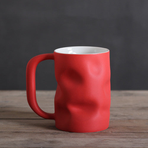 Creative Pinch Mug Klein Blue Solid Color Large-capacity Ceramic