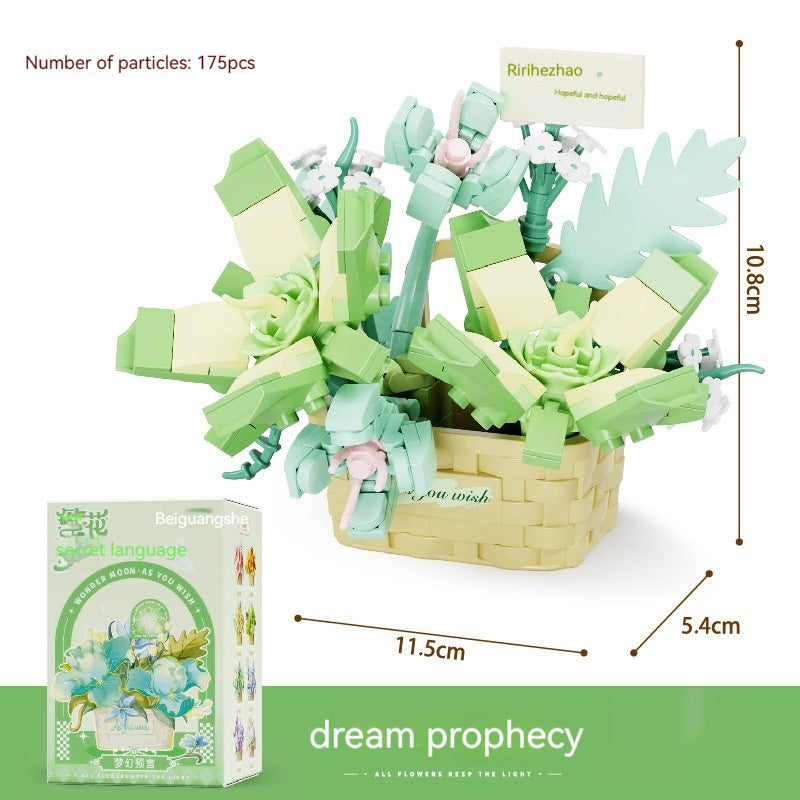 Flower Secret Words MINI Flower Basket Assembling Building Blocks Educational Assembling Puzzle Toys