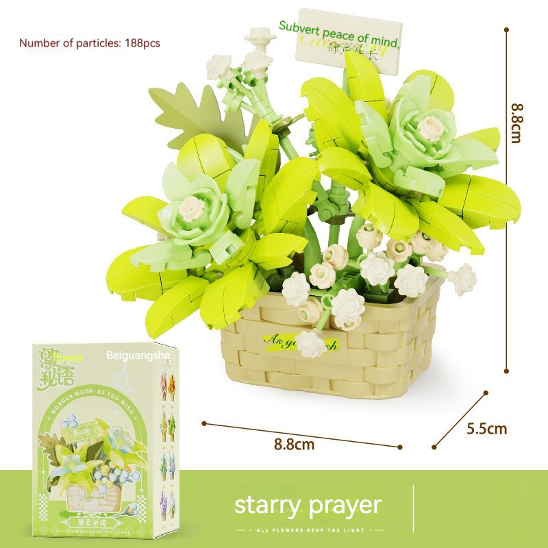 Flower Secret Words MINI Flower Basket Assembling Building Blocks Educational Assembling Puzzle Toys