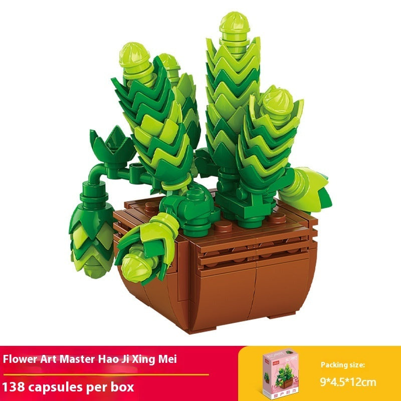 Puzzle Assembling Building Blocks Flower Pot Model Toys