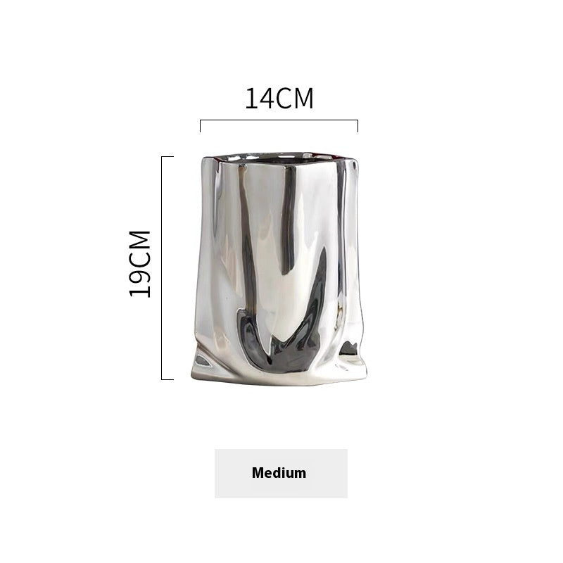 Light Luxury Electroplated Ceramic Vase - Household