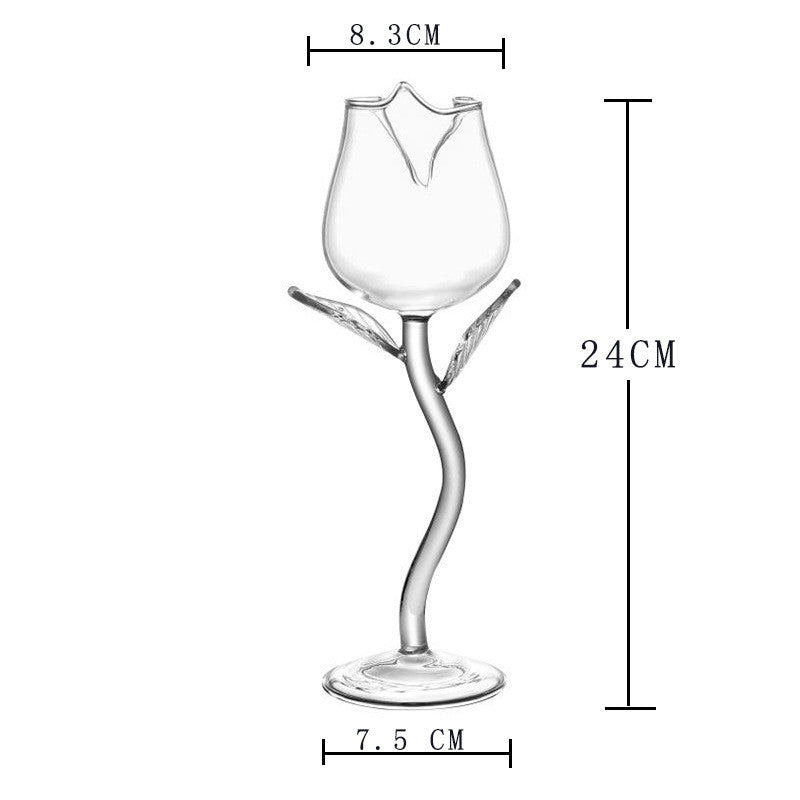 Clear Rose Shaped Wine Glass