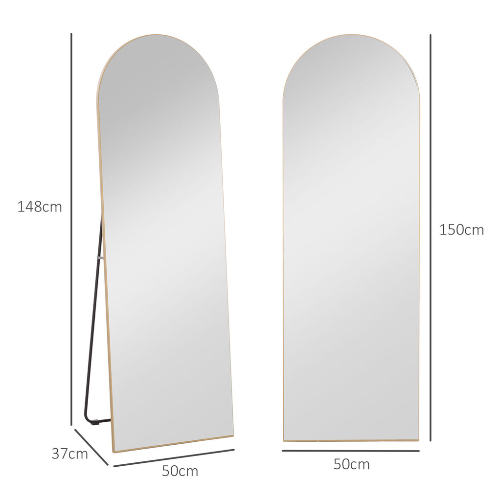 150cm Arched Full Length Mirror - Gold Tone
