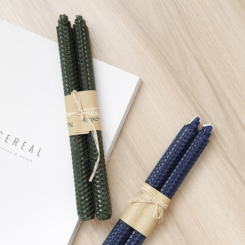 Elegant Beeswax Taper Candles - Living Room Decor