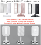 Professional 3-Folding Makeup Mirror - LED Lights Flexible Base