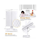 Professional 3-Folding Makeup Mirror - LED Lights Flexible Base