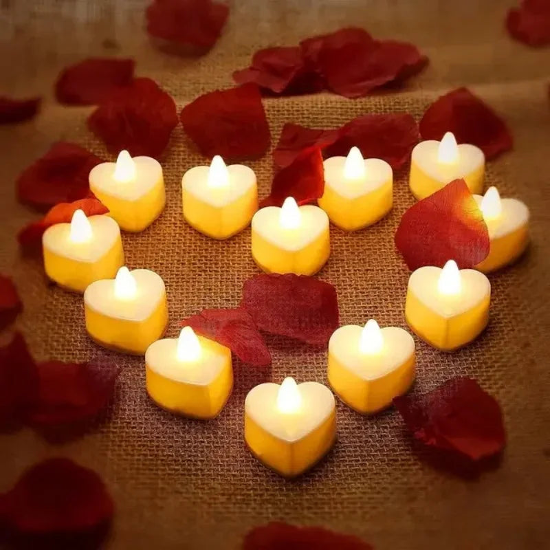 Heart-Shaped Scented Tea Candles - 9 Piece Set