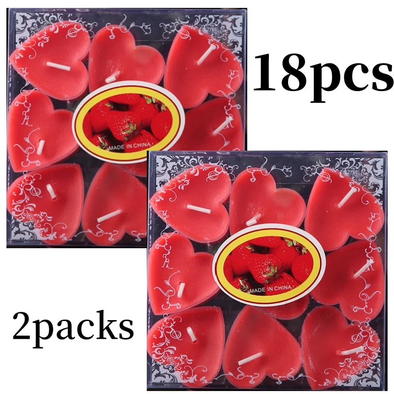 Heart-Shaped Scented Tea Candles - 9 Piece Set