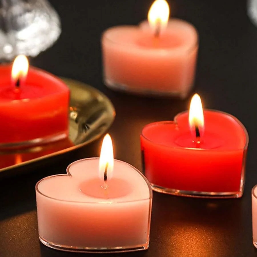 Heart-Shaped Scented Tea Candles - 9 Piece Set