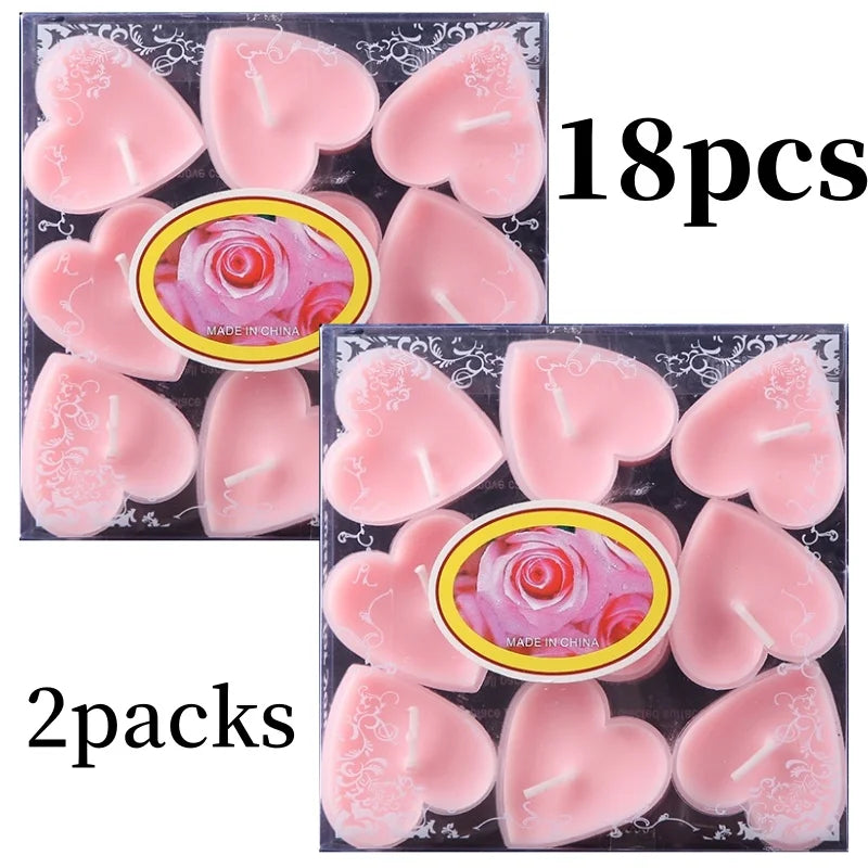 Heart-Shaped Scented Tea Candles - 9 Piece Set