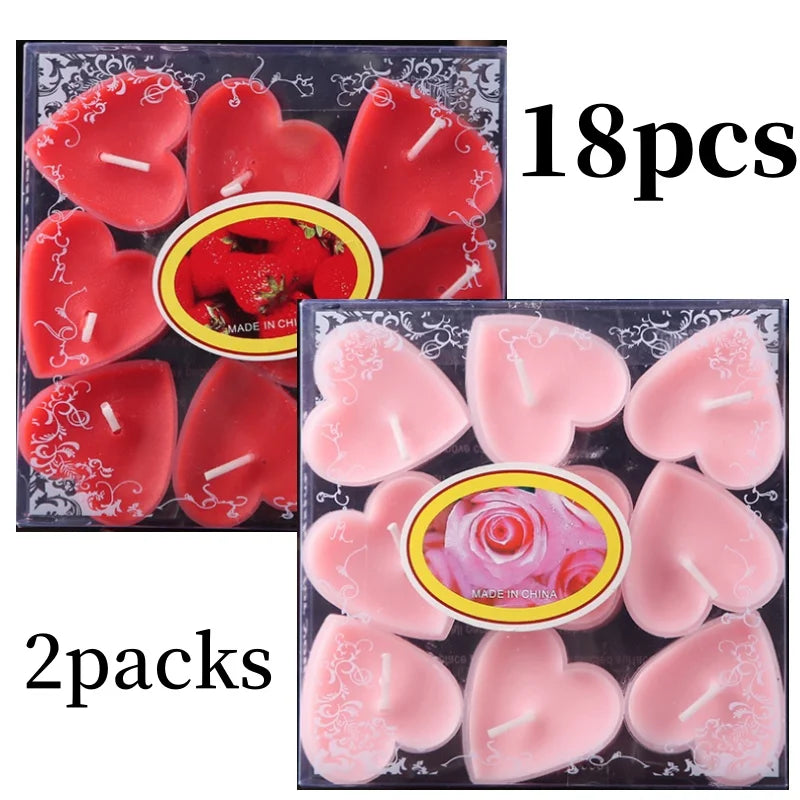 Heart-Shaped Scented Tea Candles - 9 Piece Set