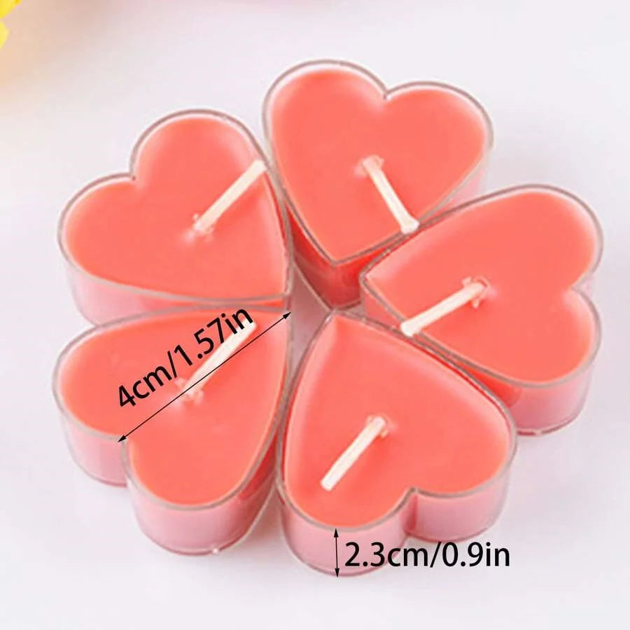 Heart-Shaped Scented Tea Candles - 9 Piece Set