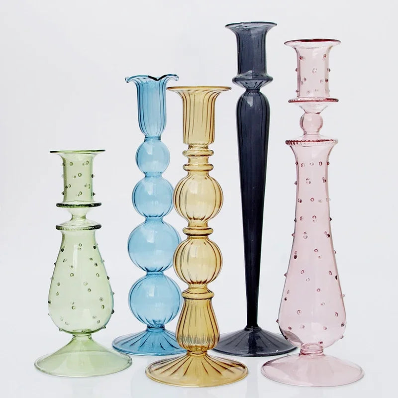 Modern Glass Taper Candle Holder - Minimalist Design