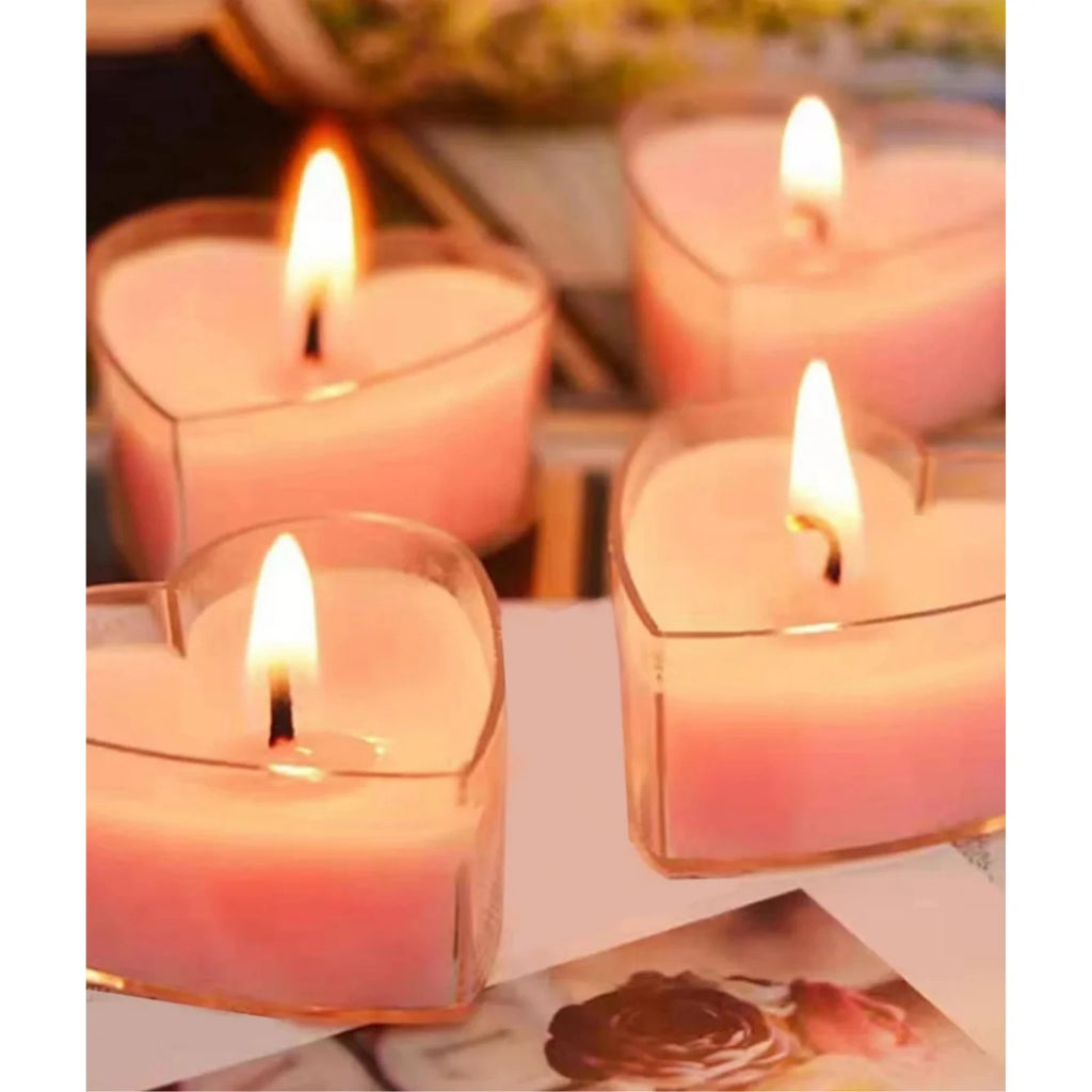 Heart-Shaped Scented Tea Candles - 9 Piece Set