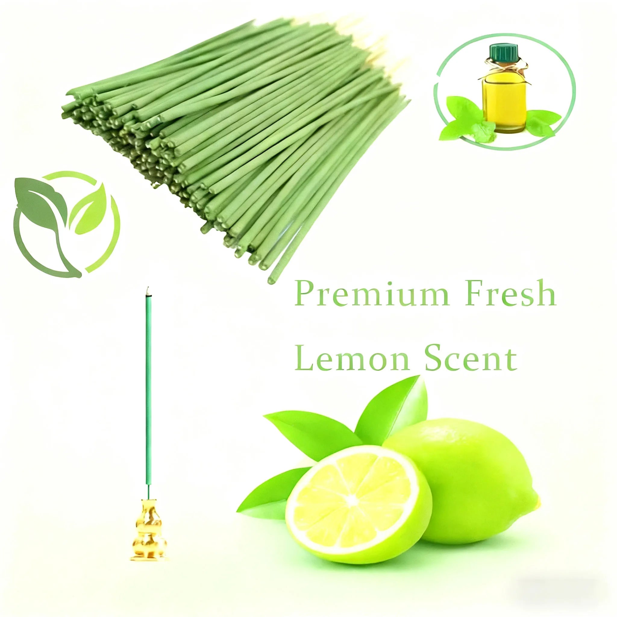 Green Lemon Incense Sticks 22cm - Fresh Citrus Aroma