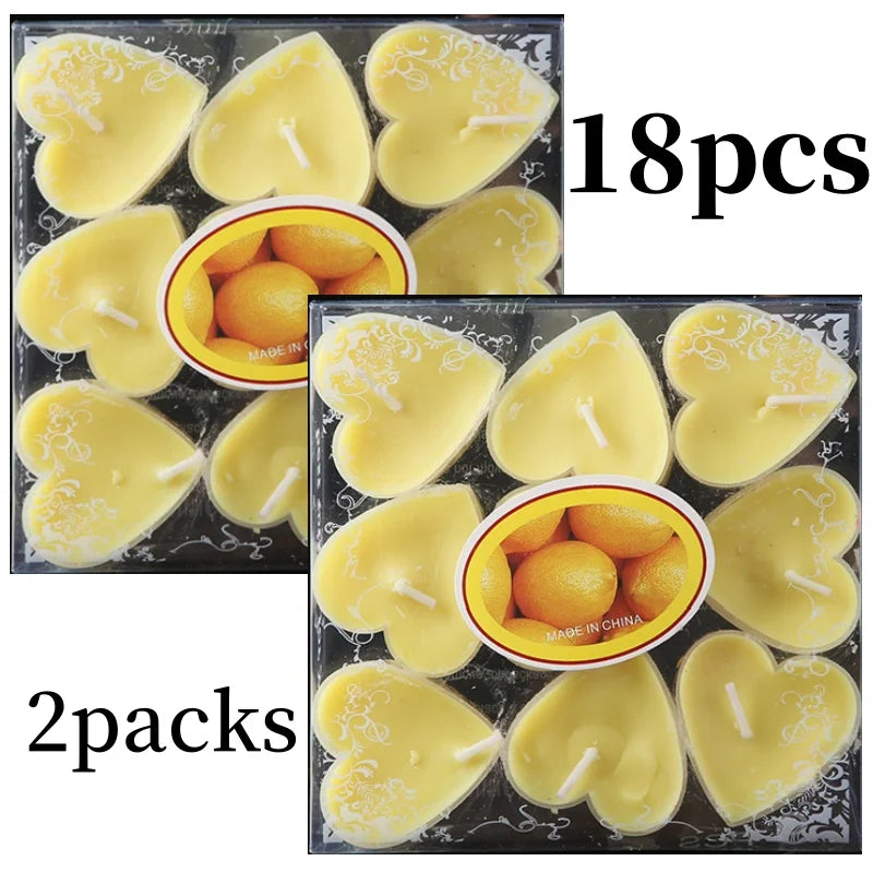 Heart-Shaped Scented Tea Candles - 9 Piece Set