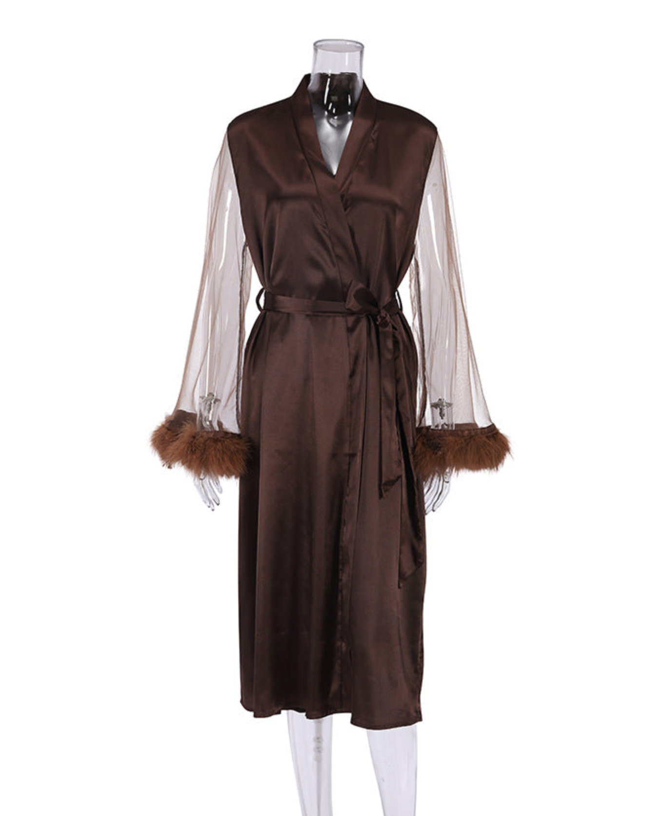 Mesh Robe with Fur
