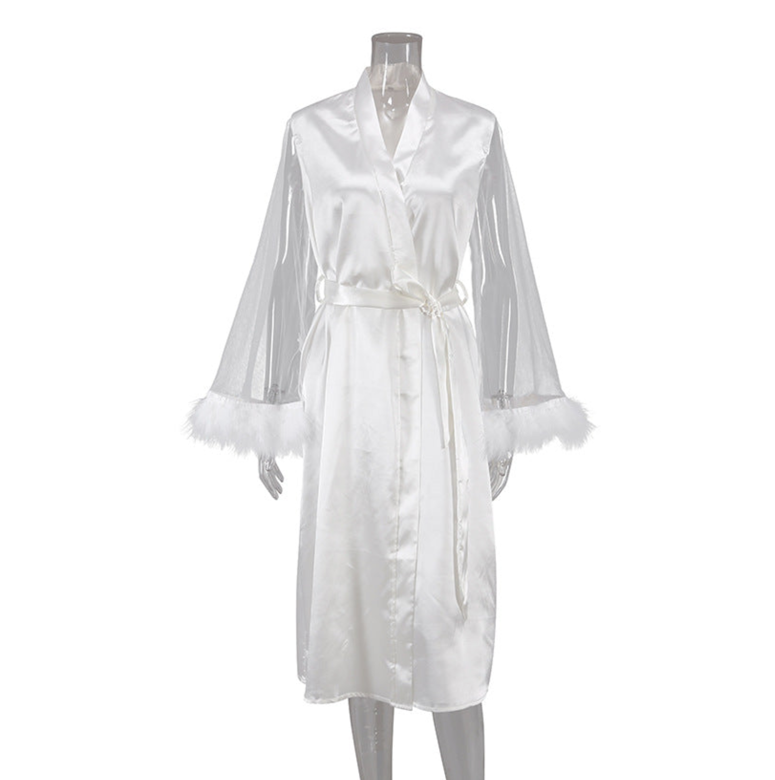Mesh Robe with Fur