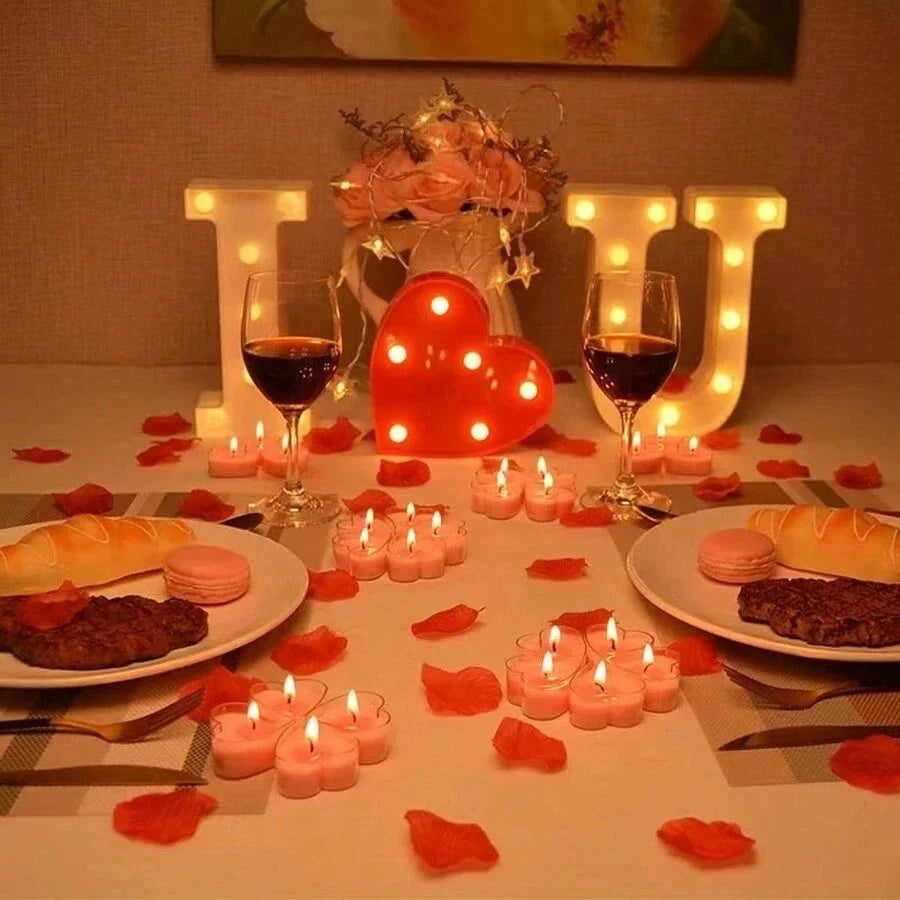 Heart-Shaped Scented Tea Candles - 9 Piece Set