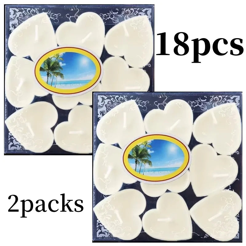 Heart-Shaped Scented Tea Candles - 9 Piece Set