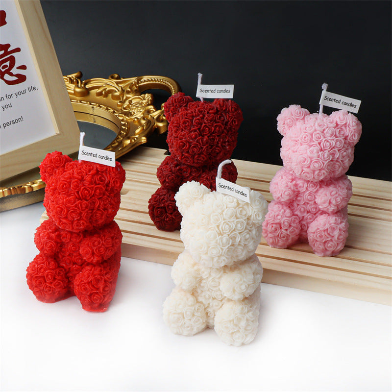 Rose Animal Soy Wax Candles - Puppy, Rabbit, Bear, Unicorn