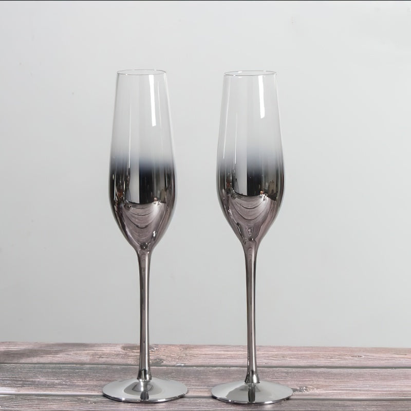 Crystal Electroplating Silver Grey Gradient Wine Glass