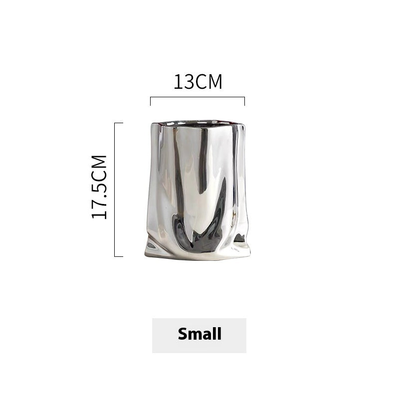 Light Luxury Electroplated Ceramic Vase - Household
