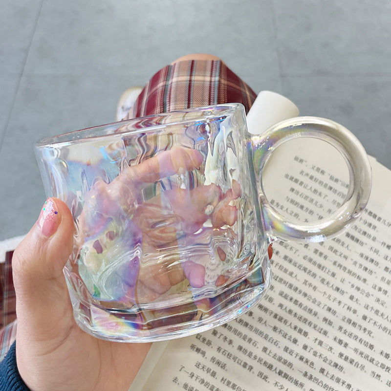 Ins Mug Glass With Handle Aurora Laser Universal Household