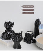 Nordic Body Art Black Ceramic Vase - Sculptural Ornament