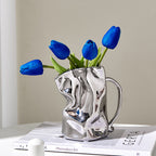 Light Luxury Electroplated Vase - Ceramic Fold Kettle Cup