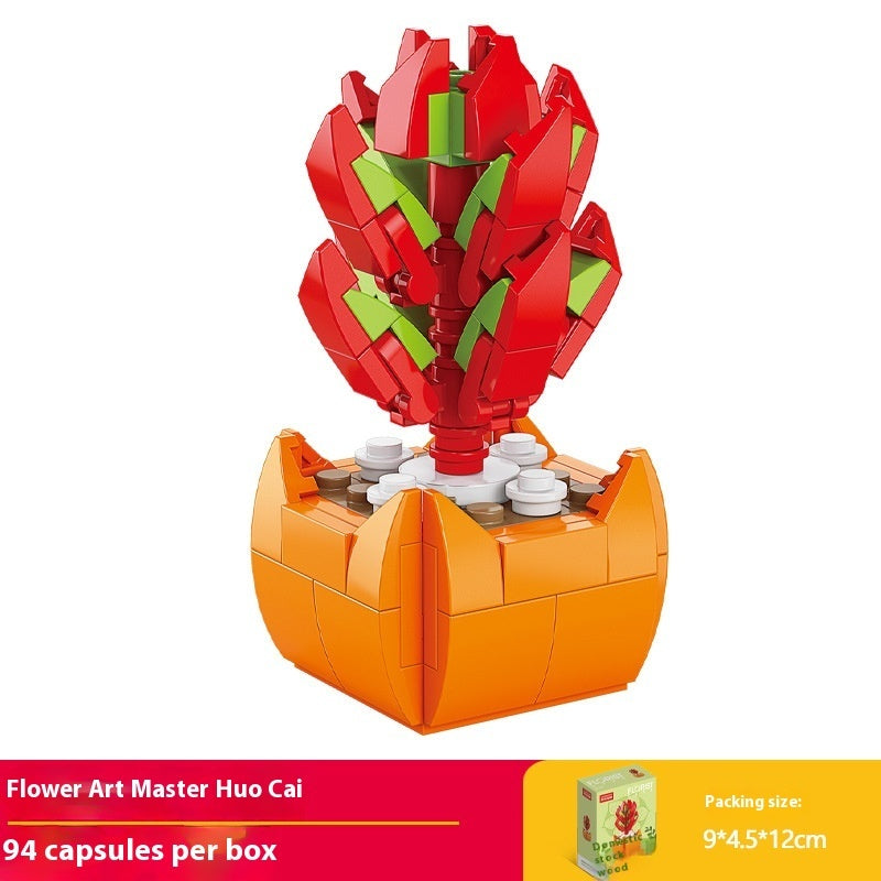 Puzzle Assembling Building Blocks Flower Pot Model Toys