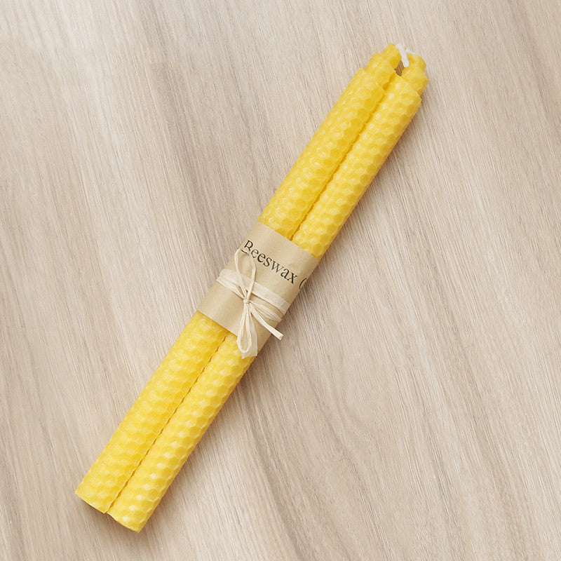 Elegant Beeswax Taper Candles - Living Room Decor