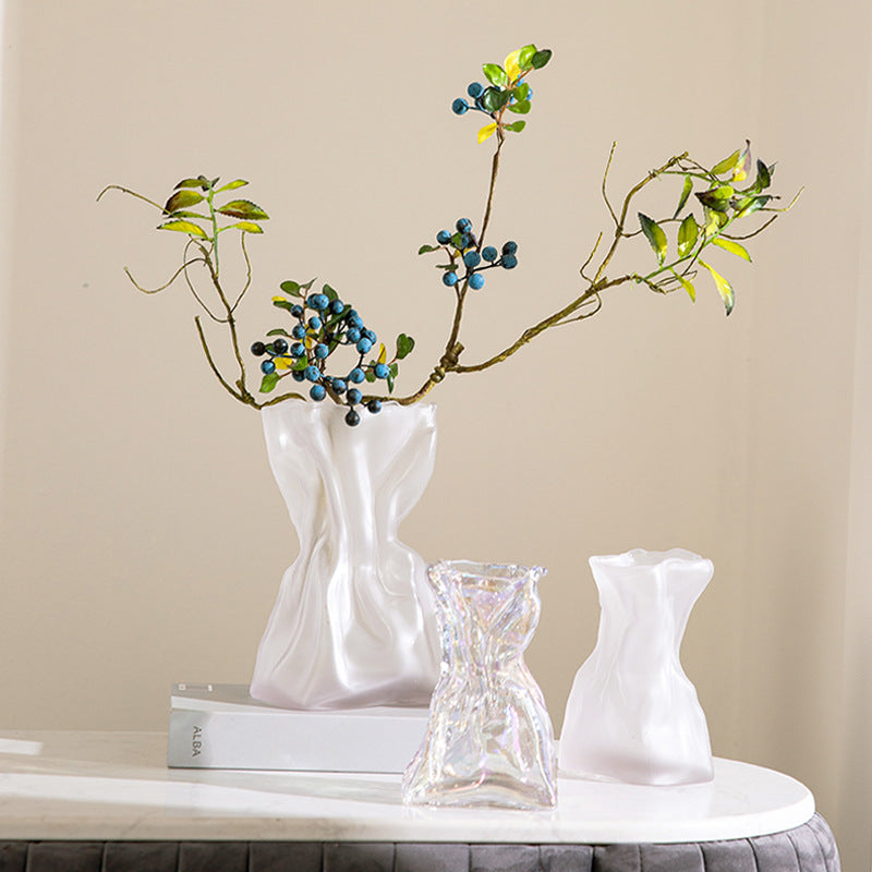 Creative Glass Bag Vase - Fashion Design