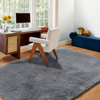 6ft x 9ft Grey Fluffy Rug
