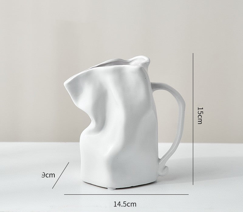 Light Luxury Electroplated Vase - Ceramic Fold Kettle Cup