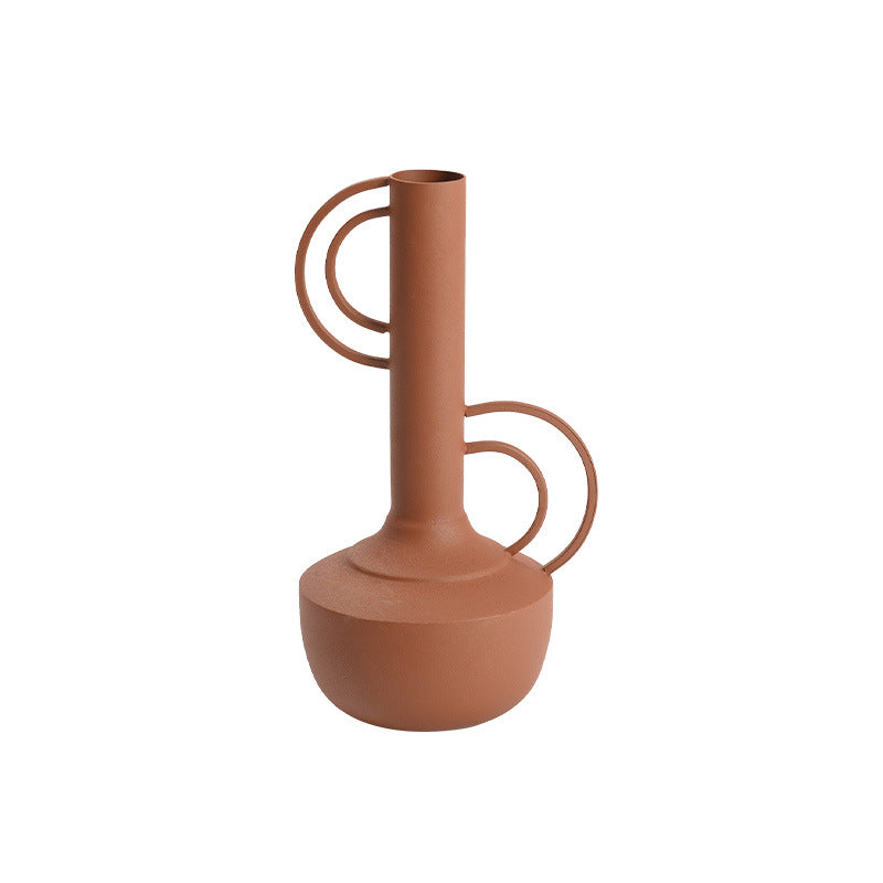 Minimalist Iron Amphora Vase - Modern Frosted Feel