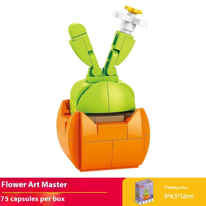 Puzzle Assembling Building Blocks Flower Pot Model Toys