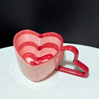 Creative Hand-Painted Striped Heart Mug Hand-Shaped Heart Breakfast Cup