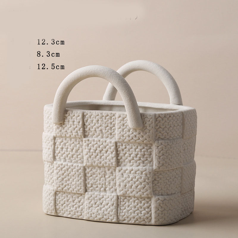 Nordic Morandi Handbag Ceramic Vase - Creative Design