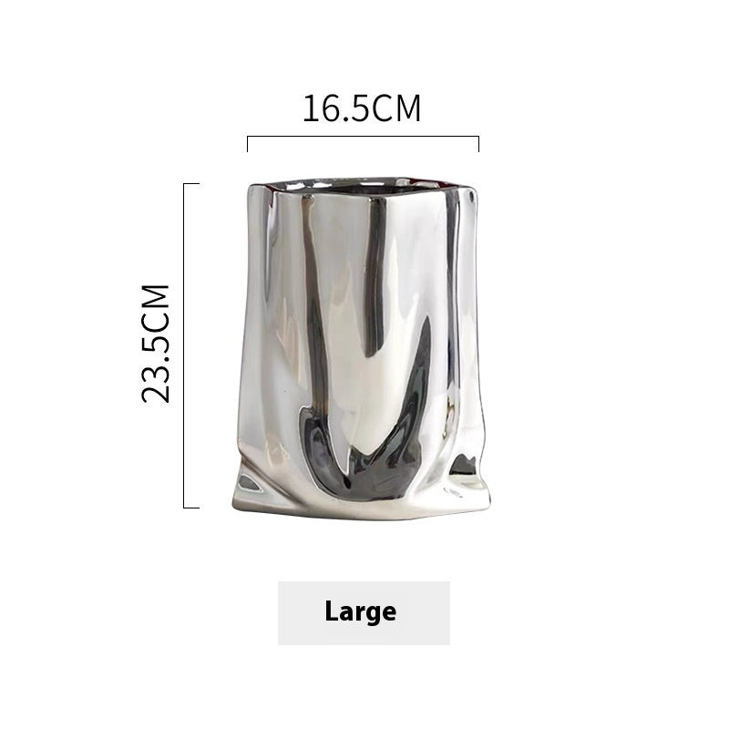 Light Luxury Electroplated Ceramic Vase - Household
