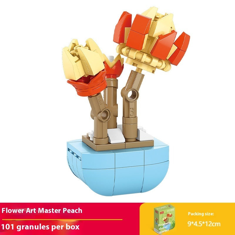 Puzzle Assembling Building Blocks Flower Pot Model Toys